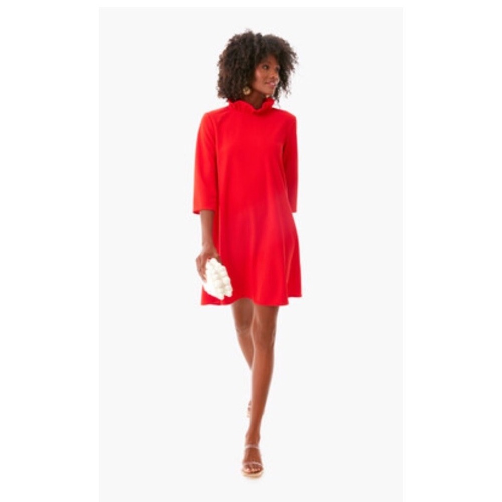 Pomander Place Tuckernuck Daphne Mini Dress Poppy Red XXL Bow Back Ruffle Neck